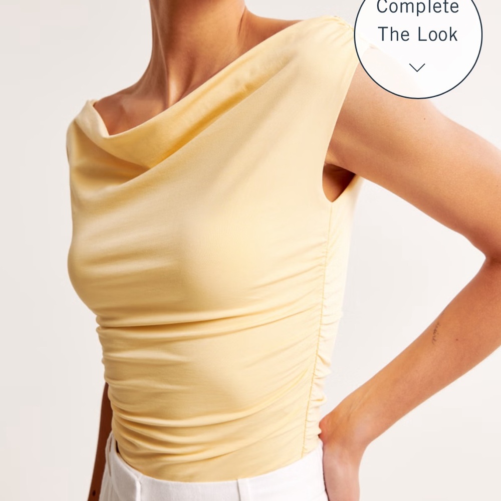 Abercrombie and Fitch Yellow Ruched Top